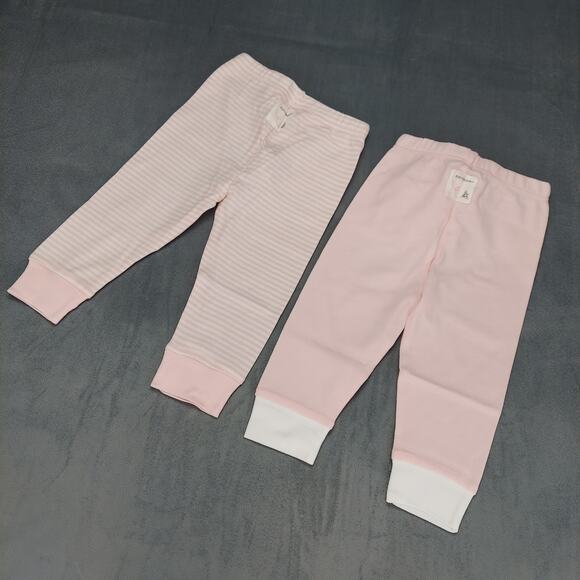Burt's Bees Organic Cotton Footless Baby Pants 2 Pack Pink & Stripes 6-9M - Picture 6 of 8